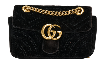 Small GG Marmont, &pound;520, Handbags, Black, Velvet, Front view